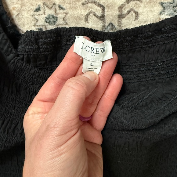 J.Crew Black Clip-Dot Smocked Dress - Puff Sleeve - Size Large - Picture 4 of 5